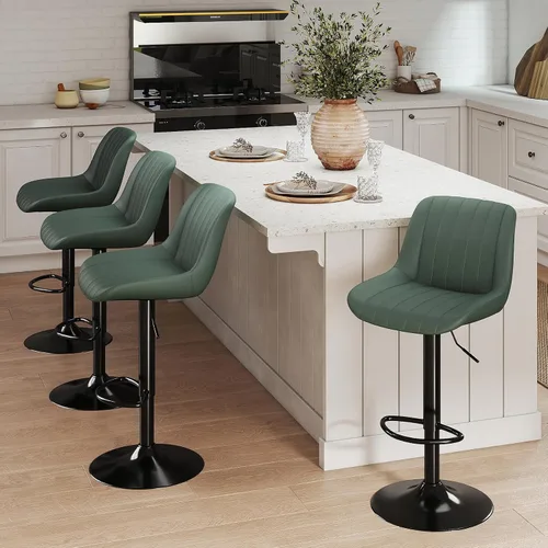 Miniatura 22 de Youhauchair - Juego de 1 taburete de bar, taburetes giratorios de altura de mostrador con respaldo, sillas de bar ajustables de piel sintética