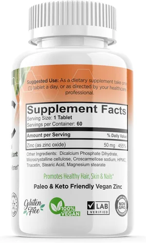 Miniatura 2 de Tabletas de zinc de 50 mg para estómagos sensibles, fórmula de suplemento suave sin náuseas para usuarios de GLP1 Fácil de tolerar, fabricado