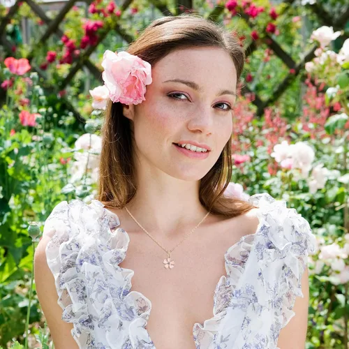 Miniatura 4 de Juego de collar y aretes con colgante de rama de cerezo con diamantes de imitación, joyería de boda para mujeres y niñas