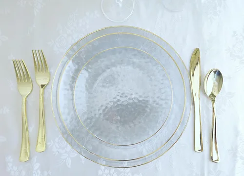 Miniatura 3 de Ocasiones" Paquete de 50 platos (25 invitados) - Juego de platos de plástico desechables para fiestas de boda pesados, cena de 25 x 10 pulgadas +