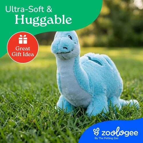 Miniatura 9 de The Petting Zoo ZOOLOGEE - Peluche de animal de peluche de Brachiosaurus, dinosaurio azul, 11 pulgadas