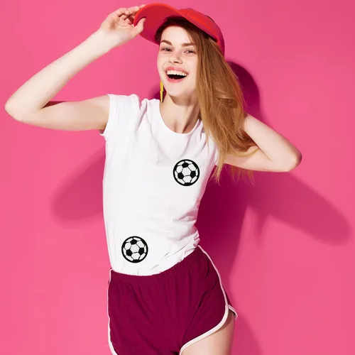 Miniatura 6 de Parches de felpilla para fútbol, 6 piezas, parches para planchar, para deporte, fútbol, para manualidades, chaquetas, ropa, vestido, sombrero