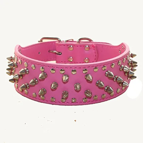 Miniatura 3 de Pit Bull Mastiff - Collar de perro con tachuelas de piel sintética para perros medianos y grandes (rojo, XL)