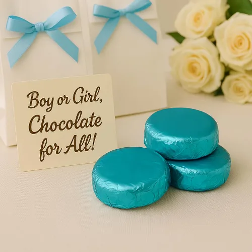 Miniatura 3 de Galletas cubiertas de chocolate 50 piezas papel de aluminio azul claro