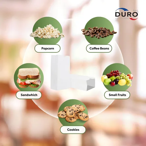 Miniatura 7 de Duro 4# Bolsas de almuerzo de papel blanco de 100 unidades, bolsas de papel desechables a granel, pequeñas SOS para palomitas de maíz, dulces