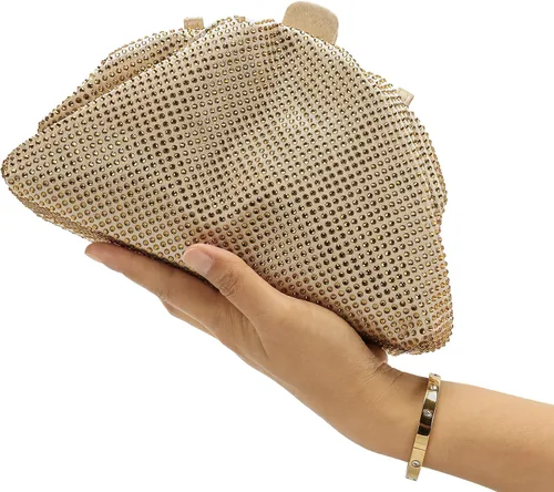 Miniatura 6 de Bolso de mano con marco de cristal con diamantes de imitación, bolso de embrague plisado para mujer