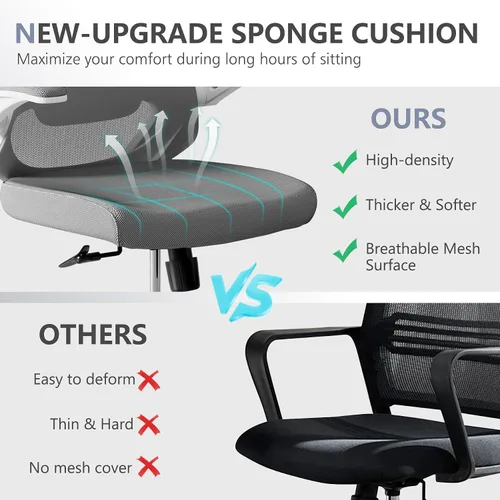 Miniatura 7 de Silla de oficina, silla ergonómica de escritorio cómoda para el hogar, silla de juegos con respaldo medio con ruedas, altura ajustable, soporte