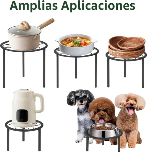 Miniatura 9 de Juego de 5 estantes de metal para plantas en maceta, estantes resistentes para plantas de diferentes tamaños, estantes de flores de hierro, Negro