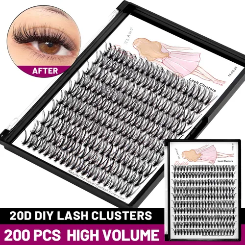 Miniatura 6 de Pestañas postizas individuales 20D de 0.315 a 0.787 pulgadas, grosor de 0.003 pulgadas, rizo D, natural, largas, de color negro, suaves, ligeras