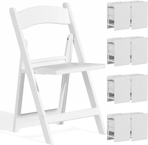 Miniatura 18 de Paquete de 4 sillas plegables de resina, sillas plegables de capacidad de peso de 650 libras con asientos acolchados, silla plegable ligera