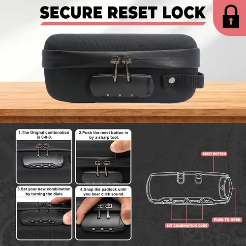 Miniatura 5 de Kashmir Bolsa a prueba de olores con cerradura de combinación, funda de viaje a prueba de olores, forro de carbón activado, con cerradura, a prueba