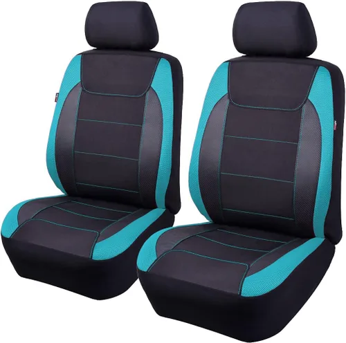 Miniatura 12 de Flying Banner Fundas de asiento de automóvil de fibra de carbono de calidad, tela de malla de aire, deportiva, respaldo bajo, respaldo alto