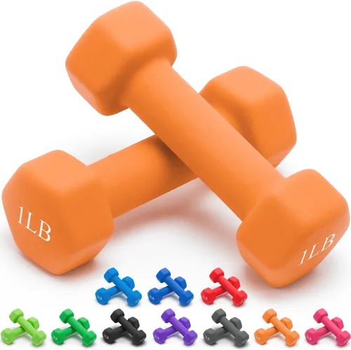Portzon Mancuernas con Pesos 10 Opciones de Colores Compatibles con Juego de 2 Mancuernas de Neopreno, 1-15 Libras, Antideslizantes, No se Ruedan,