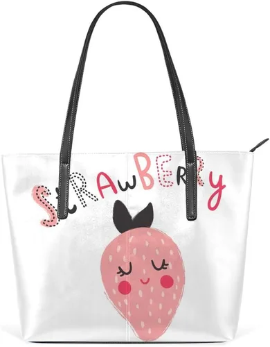 Grandes bolsas de mano de trabajo de las mujeres de la PU de cuero de la moda linda de la fresa bolsos del comprador bolso casual