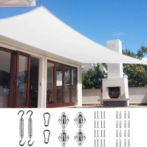 Miniatura 28 de Toldo Quictent de polietileno de alta densidad, 6.53 oz/m², rectangular, para exteriores, 98 % protección UV, kit de herramientas, sombra para patio