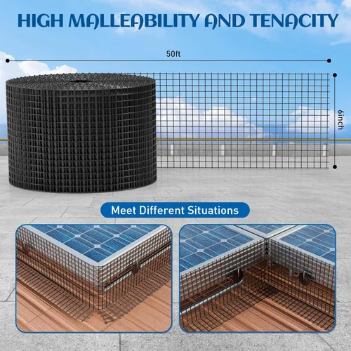 Miniatura 5 de ZeroPone Panel solar de 6 pulgadas x 50 pies, protector de aves para paneles solares con 50 sujetadores de acero inoxidable, rollo de alambre