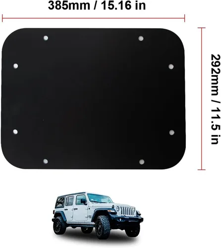Miniatura 3 de Placa de llenado de repuesto para porta neumáticos de aluminio con tapa plana para ventilación de portón trasero y tapón de goma para marco