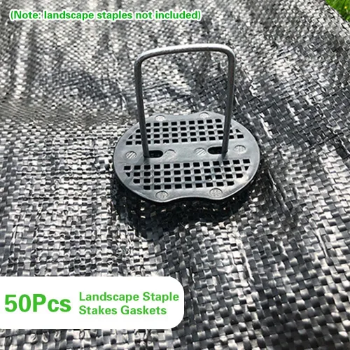 Miniatura 5 de Bakulyor 50 piezas de arandelas de plástico para grapas de jardín, juntas de estacas de grapas de paisaje, juntas de pasadores de patio para tela