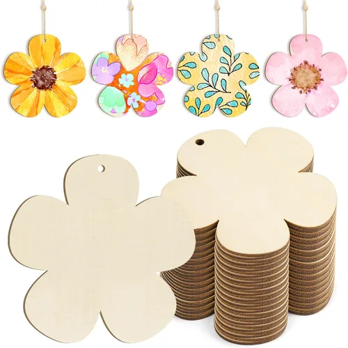 Miniatura 36 de Adornos de madera para árbol de Navidad para pintar, decoración de Navidad y Acción de Gracias, recortes sin terminar, 24 piezas de 3.5 x 3
