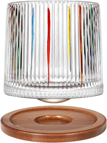 Miniatura 16 de Vaso de vidrio antiguo giratorio, 275ml/10oz de vidrio de whisky de cristal, posavasos de madera, engrosamiento, utilizado como vaso de ron, vaso