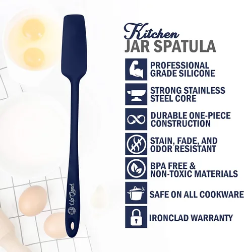 Miniatura 4 de Espátula de silicona para frascos, raspador de goma antiadherente resistente al calor de 600 °F, perfecta para tarros, batidos, licuadoras, Negro