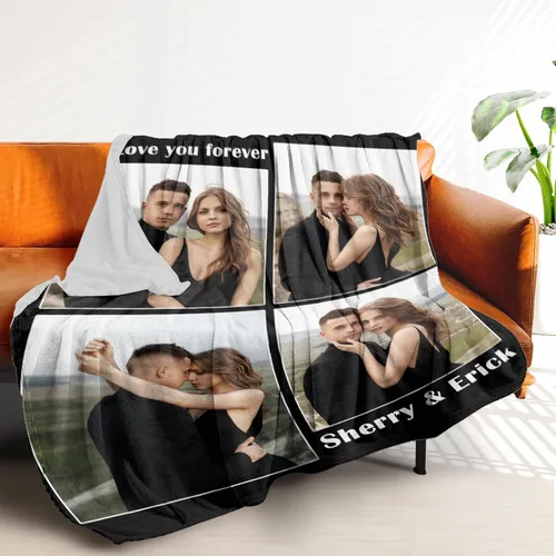 Miniatura 2 de Manta personalizada con texto de fotos, mantas personalizadas con imágenes, aniversario, cumpleaños, día de San Valentín, regalos de fotos