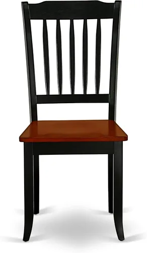 Miniatura 4 de East West Furniture DAC-BCH-W Danbury - Juego de 2 sillas de comedor de madera maciza, con respaldo de listones, color negro y cereza