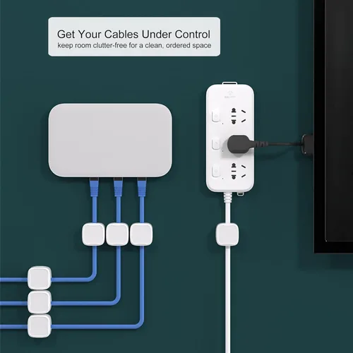 Miniatura 7 de Paquete de 6 organizadores de cables magnéticos, clips de gestión de cables de escritorio, cargador de teléfono, organizador de cables para mesita