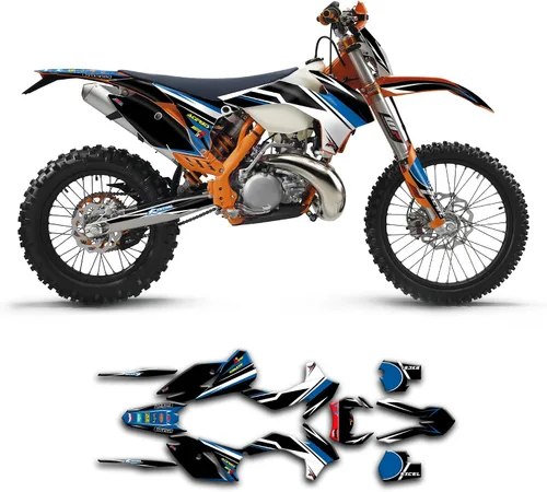 Kit de calcomanías personalizadas para 125 200 250 300 350 450 500 EXC EXC-F XCW XC-W XCF-W 2014 2015, negro y azul, KTEXCW1416001-KR