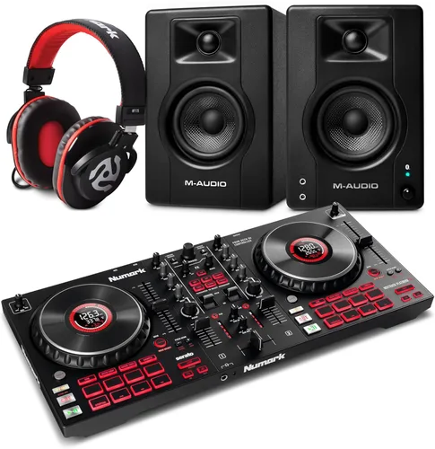 Miniatura 10 de Numark Mixtrack Platinum FX DJ Controller y M-AUDIO BX3 Par de monitores Bluetooth Studio para grabación de estudio, producción de música