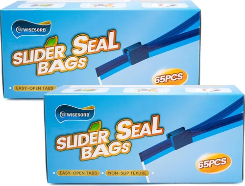 WiseFresh - 130 bolsas para sándwich, bolsas deslizantes de almacenamiento de alimentos para preservar la frescura y proteger el sabor (65 65