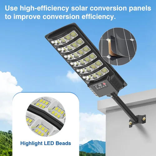 Miniatura 9 de Farolas solares impermeables para exteriores, 6500 K, luz de inundación gran angular de 320°, luz LED de estacionamiento solar con sensor