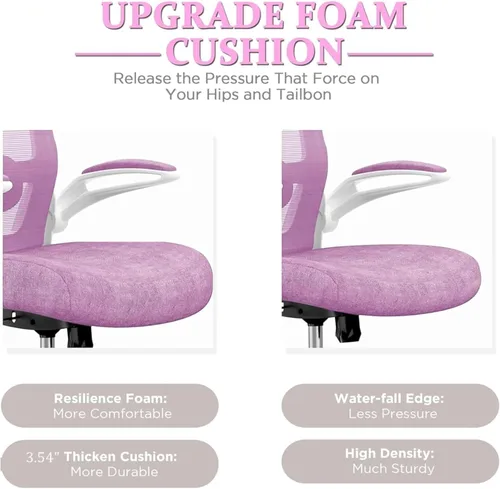 Miniatura 5 de Mimoglad Silla de oficina, silla de escritorio ergonómica de respaldo alto con soporte lumbar ajustable y reposacabezas, silla giratoria con Orquídea