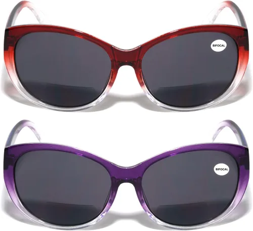 Miniatura 11 de 2 pares de lentes de sol de lectura bifocales para mujer Cateye Vintage Jackie Oval