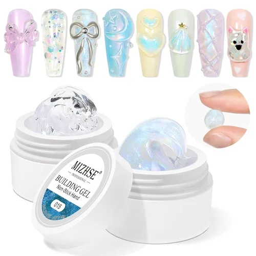 Miniatura 13 de MIZHSE Gel Constructor Claro y Sólido para Uñas, 30g Gel Constructor Duro para Extensión de Uñas Sin Pegamento, Arte de Uñas 3D para Esculpir