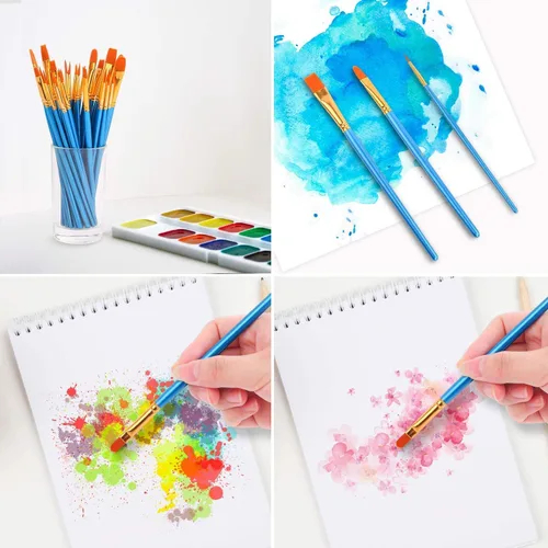 Miniatura 7 de Soucolor - Juego de pinceles para pintura acrílica, 20 unidades, punta redonda y puntiaguda, pinceles de artista para acrílico, óleo, acuarela