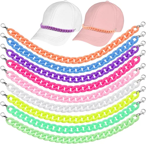 Miniatura 22 de Geyoga 9 unidades de cadenas para sombrero de camionero, dijes de sombrero de camionero para mujeres y hombres, decoración de billetes, cadena