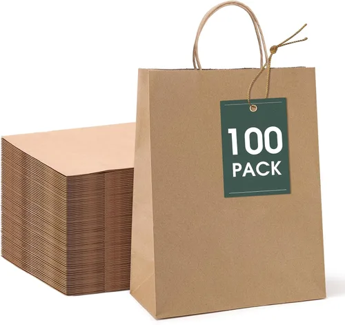 Miniatura 15 de GSSUSA Bolsas de papel negras de 8 x 4.25 x 10.5 pulgadas, 20 unidades, bolsa de papel de regalo con asas a granel, regalo de graduación, papel