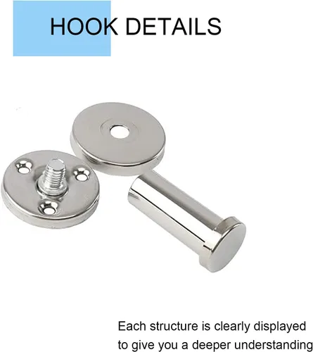 Miniatura 4 de Ganchos para toallas de baño, paquete de 6 ganchos redondos para abrigos, gancho resistente para bata montado en la pared, colgador de ropa Cromo