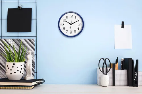 Miniatura 3 de Bernhard Products - Reloj de cuarzo de pared azul marino, silencioso, sin tictac, redondo, 10 pulgadas, a pilas y fácil de leer, para hogar, cocina