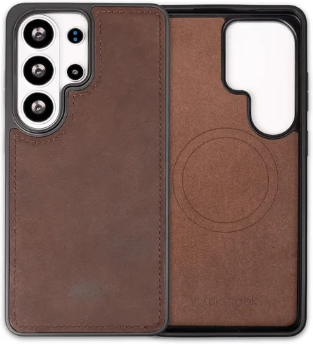 Miniatura 25 de BLACKBROOK Funda de piel de alta calidad a presión compatible con Samsung Galaxy S24, elegante funda de cuero de grano completo con la máxima