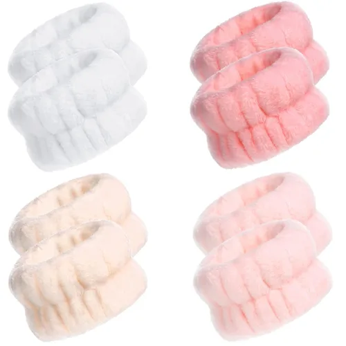 Miniatura 9 de Chuangdi 4 pares de muñequeras para el lavado de la cara, muñequeras spa de microfibra, muñequeras absorbentes para mujeres, muñequeras para evitar