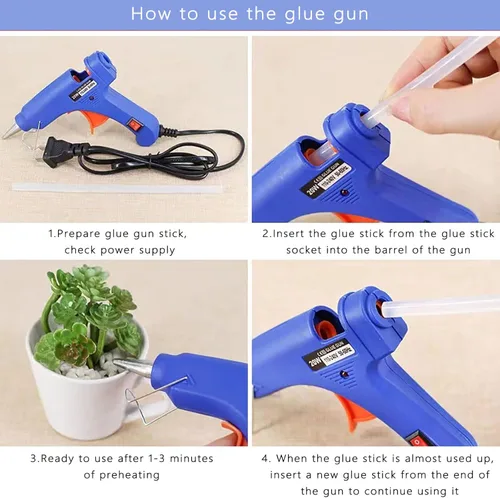 Miniatura 5 de Mini Pistola de Pegamento Caliente, Juego de Pistola de Pegamento de 10 Barras de Cola Caliente para Reparaciones Rápidas, Artista, DIY, Arte