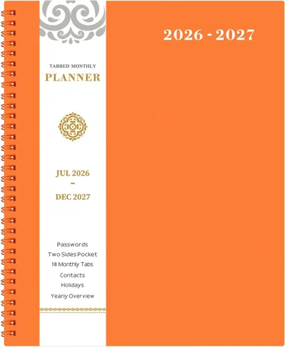Miniatura 10 de Agenda mensual 2026 - Agenda 2026, agenda de enero 2026 a diciembre 2026, calendario mensual de 12 meses con pestañas y bolsillo, etiquetas