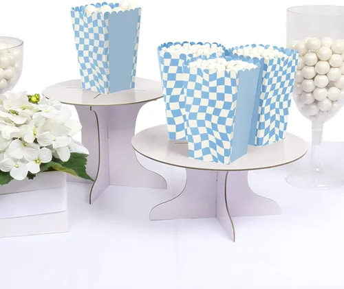 Miniatura 2 de Big Dot of Happiness Blue Checkered Party - Cajas de golosinas de palomitas de maíz - Juego de 12 Azul