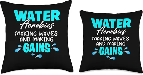 Miniatura 3 de Water Aerobics Aqua Water Instructor Fitness Water Aerobics Waves Making Gains Aquatic Exercise Throw Pillow, 16x16, Multicolor