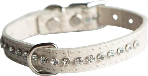 Miniatura 26 de Collar de perro de cuero y cristales de OmniPet Signature, cuero de grano de violeta africana de avestruz, se ajusta a un tamaño de cuello de 6"-8