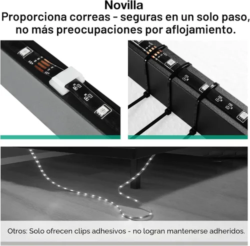 Miniatura 4 de Novilla Marco de Cama Flotante con Luces LED, Marco de Cama Plataforma Moderna Tamaño Full con Tope Deslizante de Colchón, Fácil Ensamblaje, No