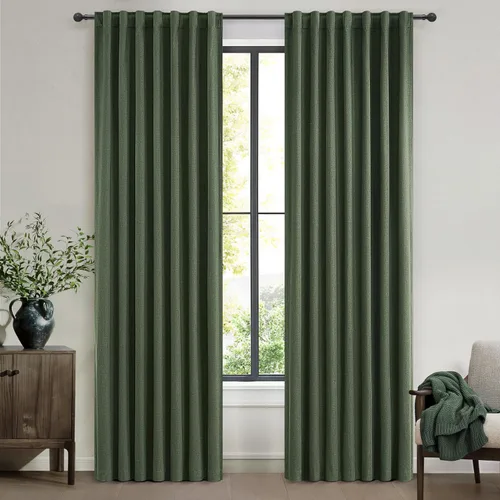 Miniatura 76 de Cortinas opacas extraanchas, 2 paneles para puertas corredizas de vidrio, moderna mezcla de lino plisado pesado, piso a techo, ventanas grandes, 70