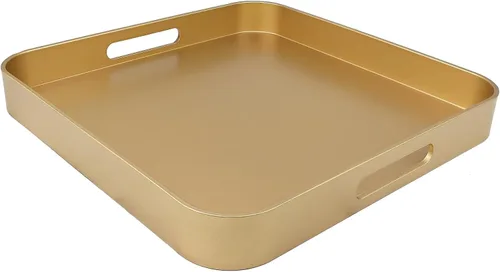 Miniatura 19 de Bandeja azul para mesa de café, bandeja decorativa rectangular de plástico con asas para entretenimiento, patio al aire libre, sala de estar